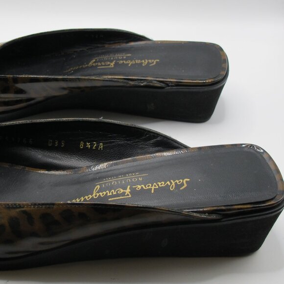 Salvatore Ferragamo leopard print patent leather wedge mule in 8.5AA - Picture 5 of 7